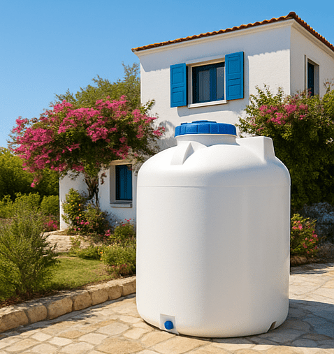 Bodrum’da villa bahçesine kurulan plastik su deposu