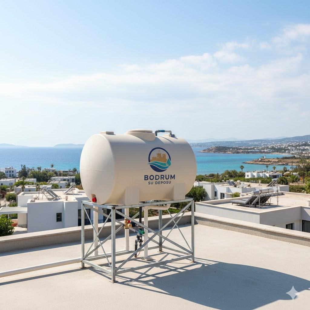 Bodrum’da çatıya monte edilen dayanıklı su deposu